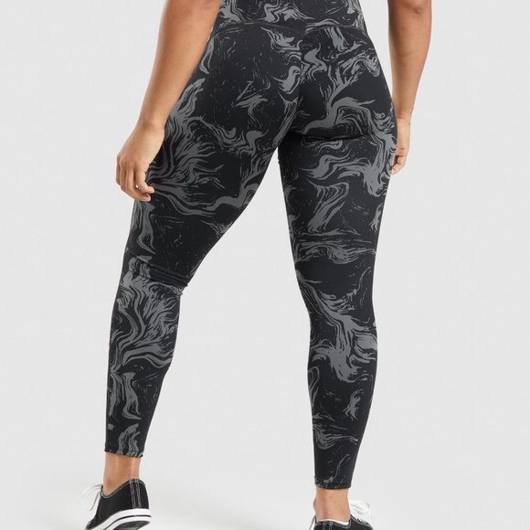 Gymshark Waist Support Leggings Black Gray | Size Medium - Picture 2 of 6